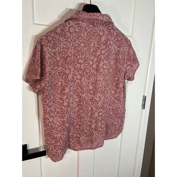 Woolrich women’s linen blend shirt sleeve button floral blouse‎ SZ XL pink boho - Picture 4 of 7